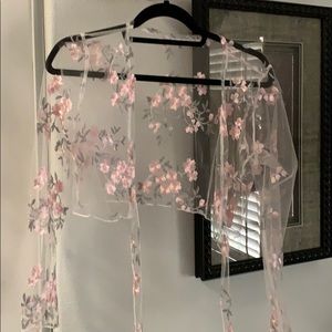 Tie front mesh blouse